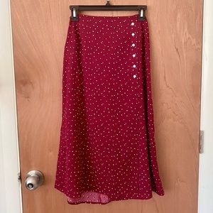 Reformation Zoe Midi Skirt Dupe | Red wrap skirt